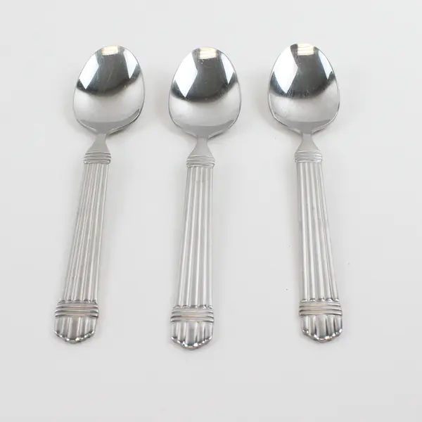 Lot of 3 Wallace Silver Esprit Pattern 18/10 SS Oval Soup Spoons 7.5" Good