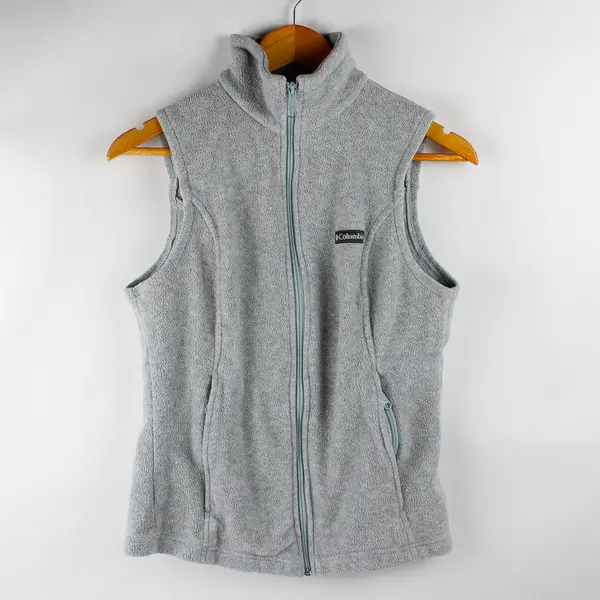 Columbia Light Gray Full-Zip Fleece Vest Women's Size Small