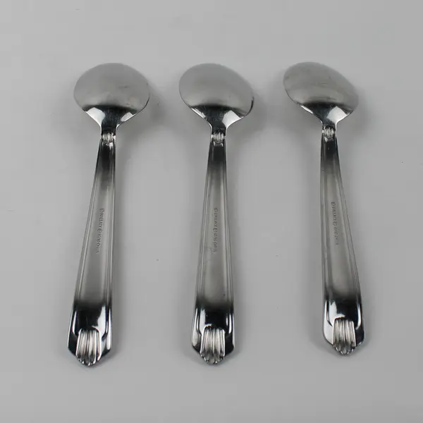 Lot of 3 Wallace Silver Gabriella Pattern 18/10 SS Oval Soup Spoons 7.25" Good
