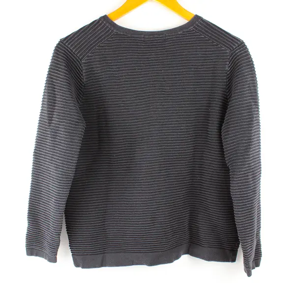 Lands' End Navy Blue Ribbed Button-Front Cardigan Women's Medium 10-12