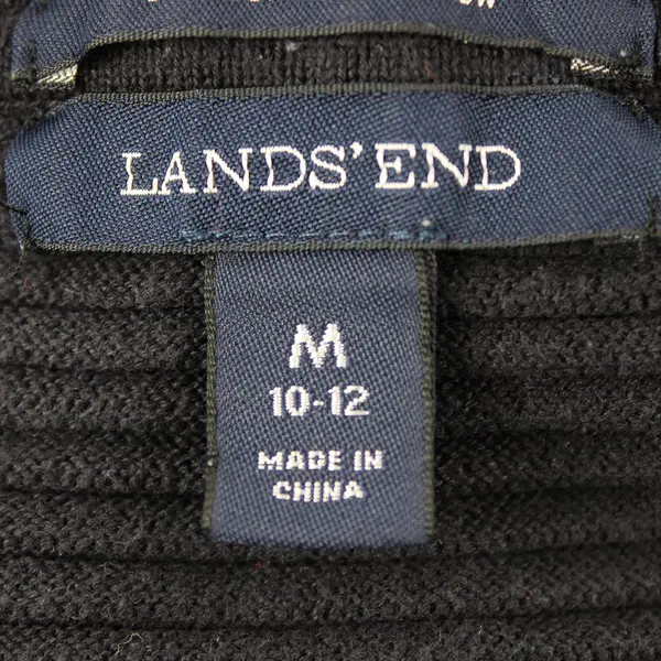 Lands' End Navy Blue Ribbed Button-Front Cardigan Women's Medium 10-12