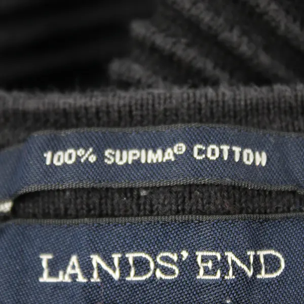 Lands' End Navy Blue Ribbed Button-Front Cardigan Women's Medium 10-12