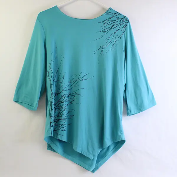 Silverts Blue Adaptive Top Tree Branch Design Women's Size Small