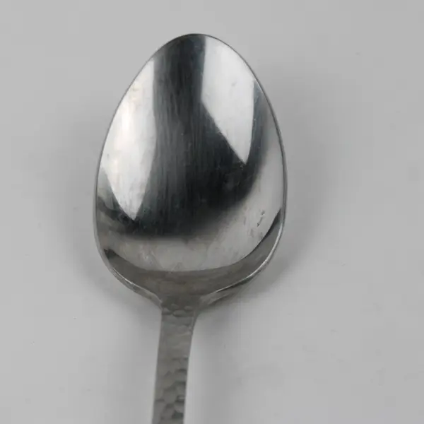 Lot of 2 Wallace Silver Hammered Pattern Stainless Oval Soup Spoons 8.25" Good