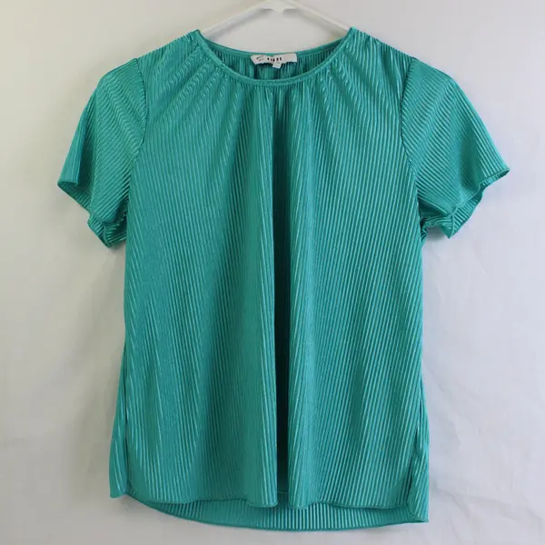 Ro & De Top Teal Ribbed Short-Sleeved Top Women's Size XS