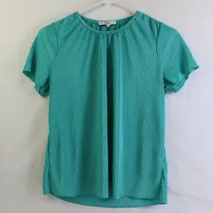 Ro & De Top Teal Ribbed Short-Sleeved Top Women's Size XS