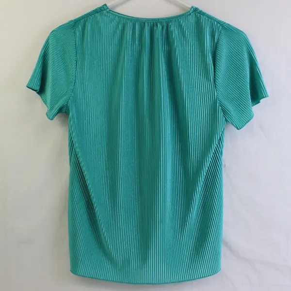 Ro & De Top Teal Ribbed Short-Sleeved Top Women's Size XS