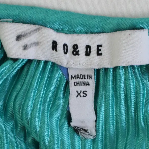 Ro & De Top Teal Ribbed Short-Sleeved Top Women's Size XS