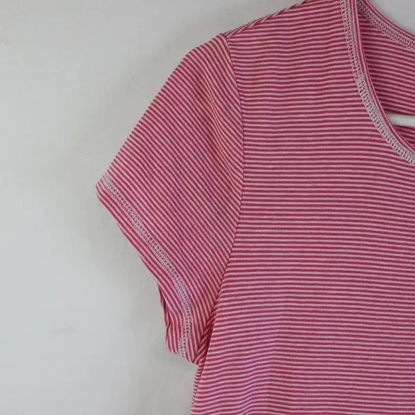 Jockey Pink and White Striped Knee-Length T-Shirt Dress Women's Small