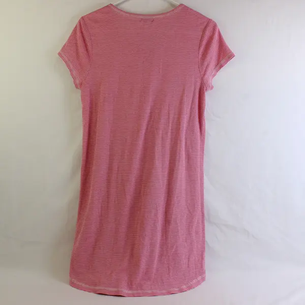 Jockey Pink and White Striped Knee-Length T-Shirt Dress Women's Small