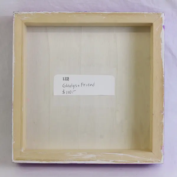 Gladys + Friend by Veronica Bartlett Collage Art on Wood Panel 8" x 8" 