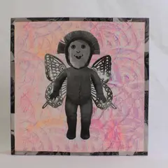 Quirky Surrealist Art by Veronica Bartlett Collage on Wood Panel 8" x 8"