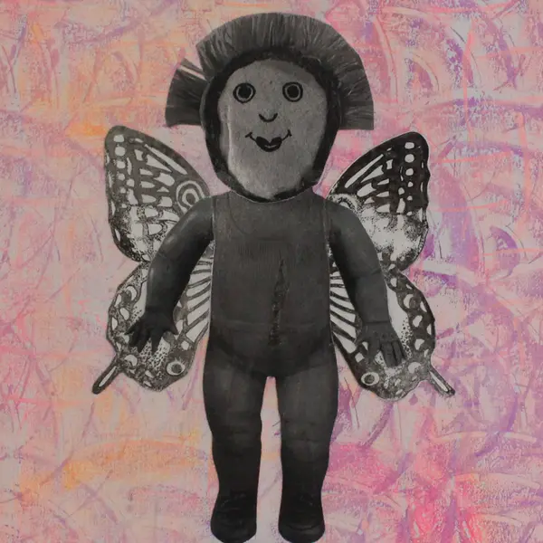 Quirky Surrealist Art by Veronica Bartlett Collage on Wood Panel 8" x 8"