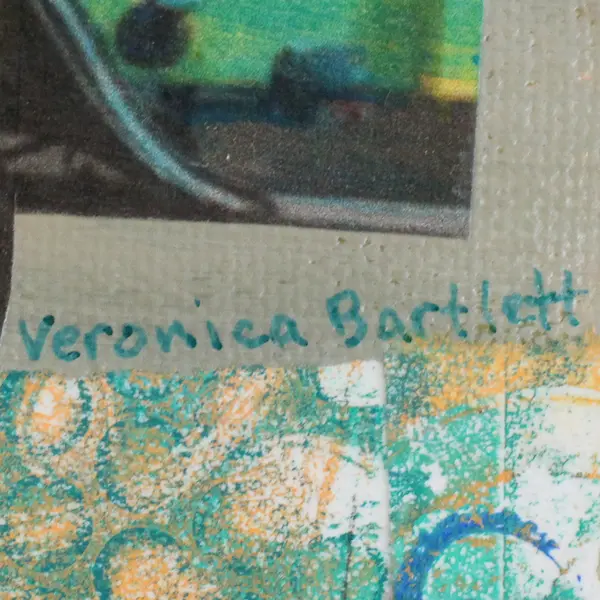 Colorful Quirky Mixed Media Art by Veronica Bartlett Collage on Canvas 8" x 8"
