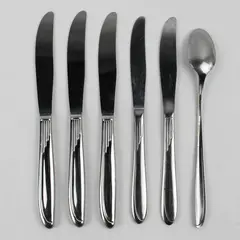Lot Of 6 Oneida Silver Sand Dune (Stainless) Flatware 5 Knives 1 Iced Tea Spoon