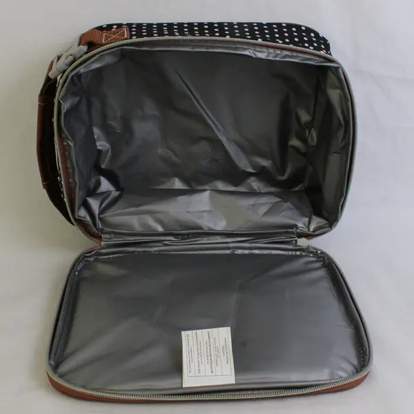 The Foundry Black & White Polka Dot Lunchbox with Handle and Drink Holder 