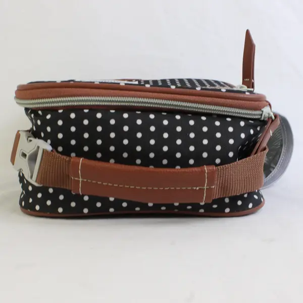 The Foundry Black & White Polka Dot Lunchbox with Handle and Drink Holder 