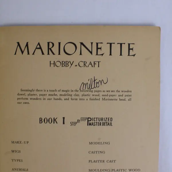 Marionette Hobby-Craft Book 1 Helen Fling 1937 Illustrated DIY Puppet Play