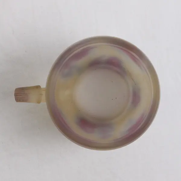 Handmade Al-Rama Floral Art Nouveau Clear/Pink Glass Cup, 2.2" Tall, Israel