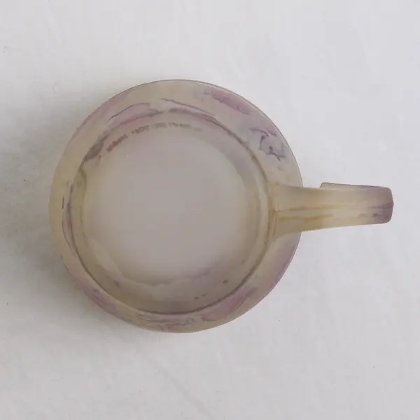 Handmade Al-Rama Floral Art Nouveau Clear/Pink Glass Cup, 2.2" Tall, Israel