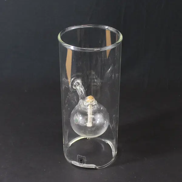 VTG Wolford Glass Hand Blown Clear Glass Oil Lamp 9" w/ Instructions Extra Wicks