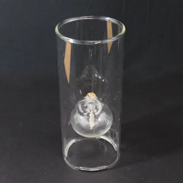 VTG Wolford Glass Hand Blown Clear Glass Oil Lamp 9" w/ Instructions Extra Wicks