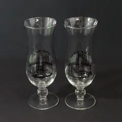 Lot of 2 Vintage Souvenir Creole Queen Hurricane Cocktail Glasses 