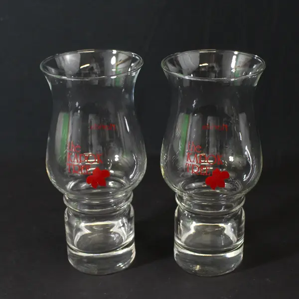 2 Vintage The Kapok Tree Red Flower Florida Hurricane Glasses 