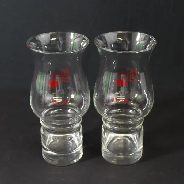 2 Vintage The Kapok Tree Red Flower Florida Hurricane Glasses 