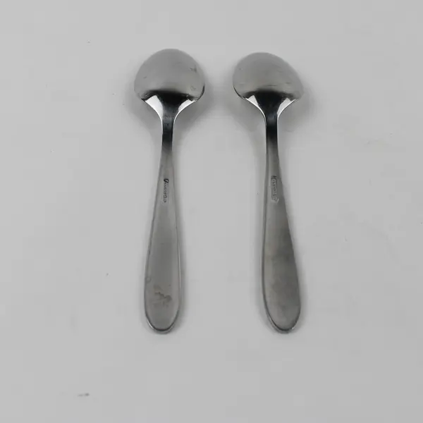 Lot of 2 Oneida Silver Eve Pattern Stainless Steel Oval Soup Spoons 7.25" Good