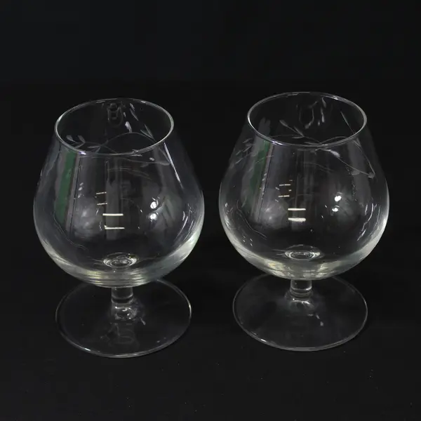 2 Princess House Heritage Pattern Crystal Brandy Snifter Glasses 4.5"