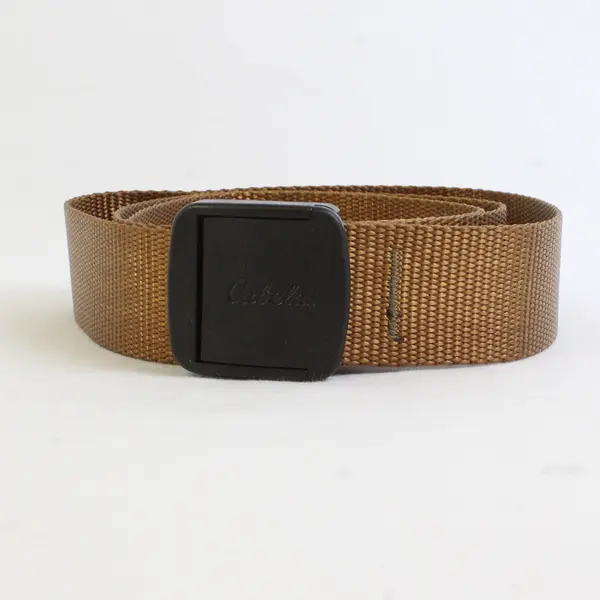 Cabela's Bison Designs Nylon Adjustable Belt Size Med 38" Waist Tan USA Made