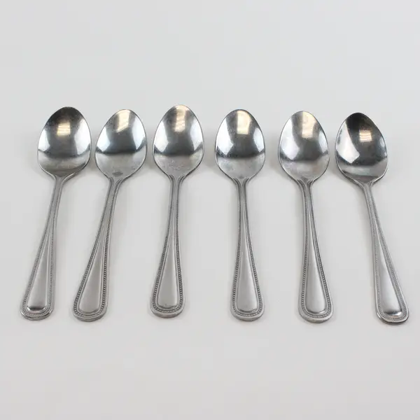 Lot Of 6 Sysco Beaded Patterned (Stainless) Flatware Teaspoons 6.5" Long