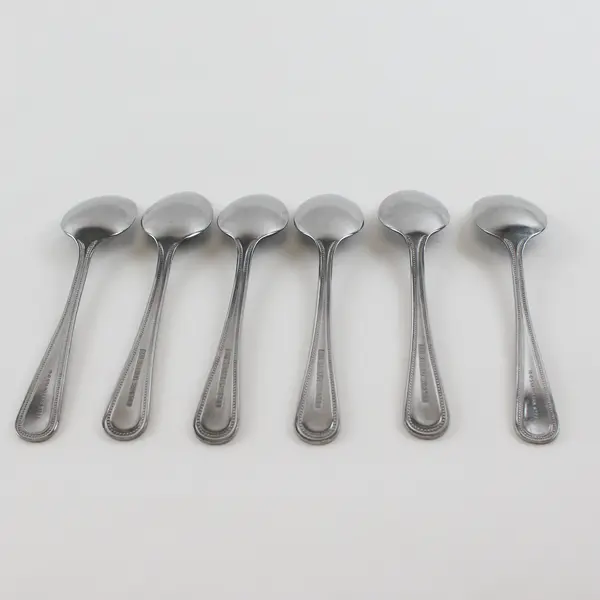 Lot Of 6 Sysco Beaded Patterned (Stainless) Flatware Teaspoons 6.5" Long