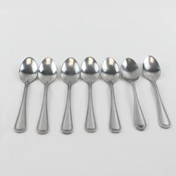 Lot Of 7 Sysco Beaded Patterned (Stainless) Flatware Teaspoons 6.5" Long