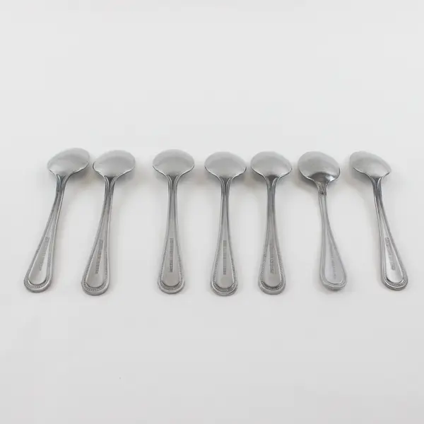 Lot Of 7 Sysco Beaded Patterned (Stainless) Flatware Teaspoons 6.5" Long