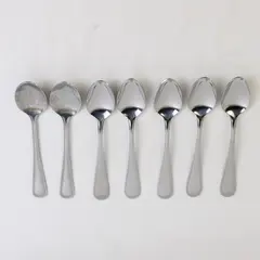 Lot Of 7 Unbranded Beaded Patterned (Stainless) Flatware Teaspoons 6.5" Long