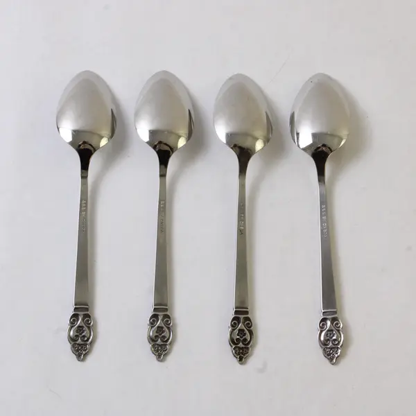 Lot of 4 S.S.S. By Oneida Silver Erika Pattern Teaspoons 6.25" Long Good