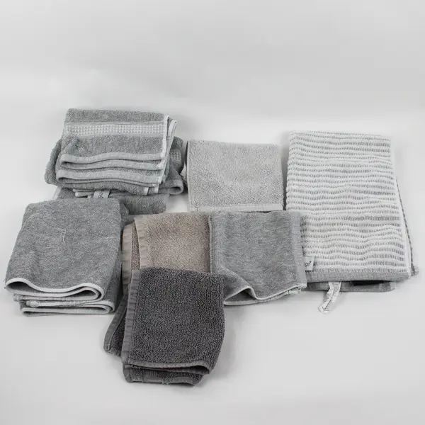 Lot of 8 Gray Hand Towels and Dishcloths