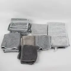 Lot of 8 Gray Hand Towels and Dishcloths