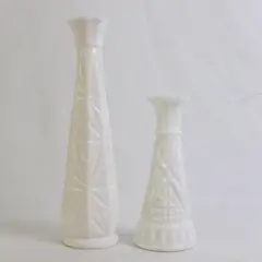 Lot of 2 Vintage Milk Glass Bud Vases 6" and 9"