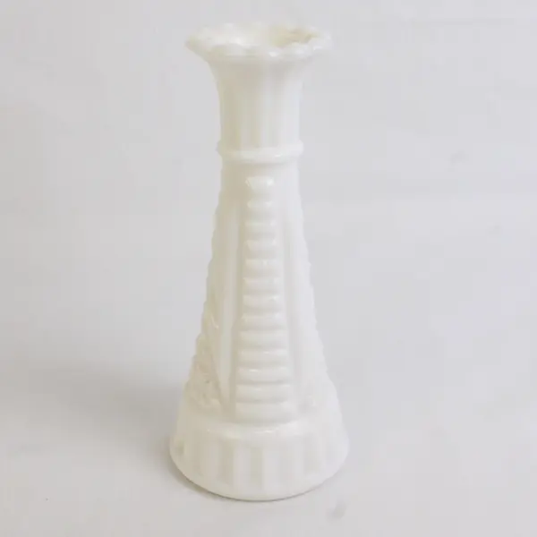 Lot of 2 Vintage Milk Glass Bud Vases 6" and 9"