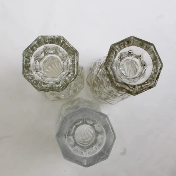 Lot of 3 Vintage Hoosier Glass Starburst Bud Vases 9" Clear