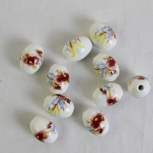 2 Small Bags of Vintage Designer Beads Teardrop & Oval Shaped, Black/White