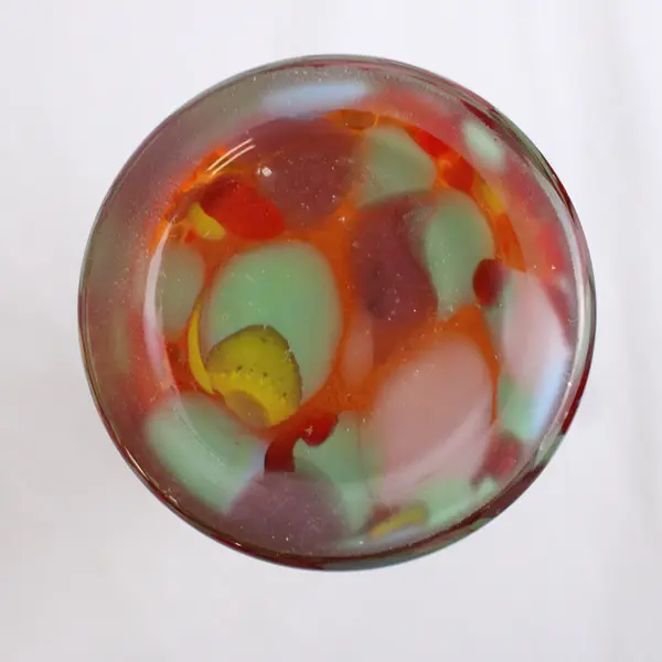Hand-Blown Multicolor Confetti Art Glass Vase 9"