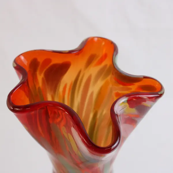 Hand-Blown Multicolor Confetti Art Glass Vase 9"