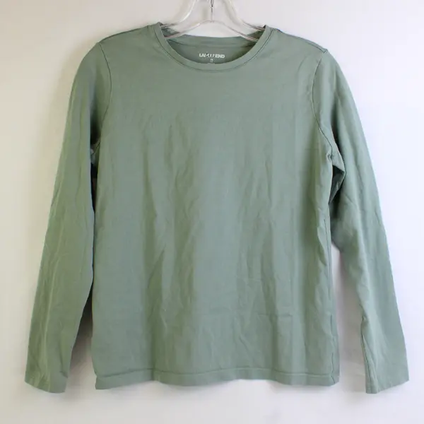 Lands End Women's XS Light Green 100% Cotton Relaxed Long Sleeve Shirt