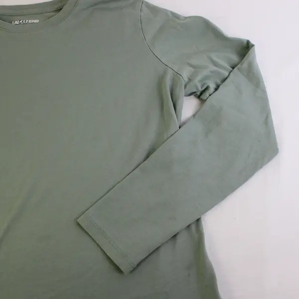 Lands End Women's XS Light Green 100% Cotton Relaxed Long Sleeve Shirt