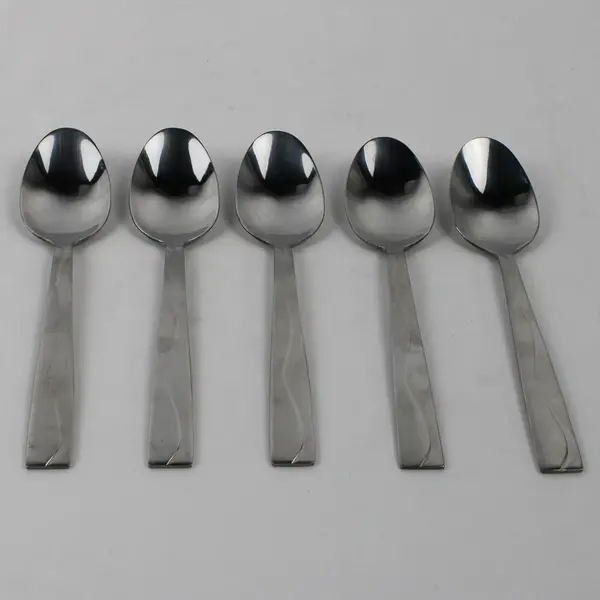 Lot Of 5 Pfaltzgraff Wave Pattern (Stainless) Flatware Teaspoons 6.5" Long