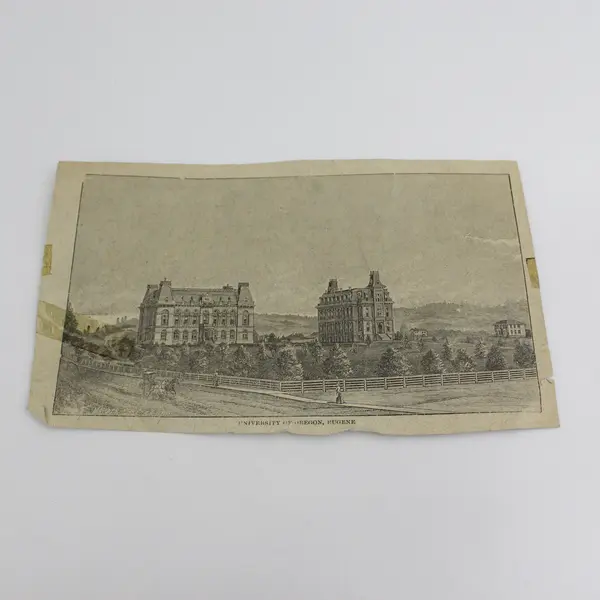 Early University Of Oregon Eugene Campus View Small Lithograph Print UO 
